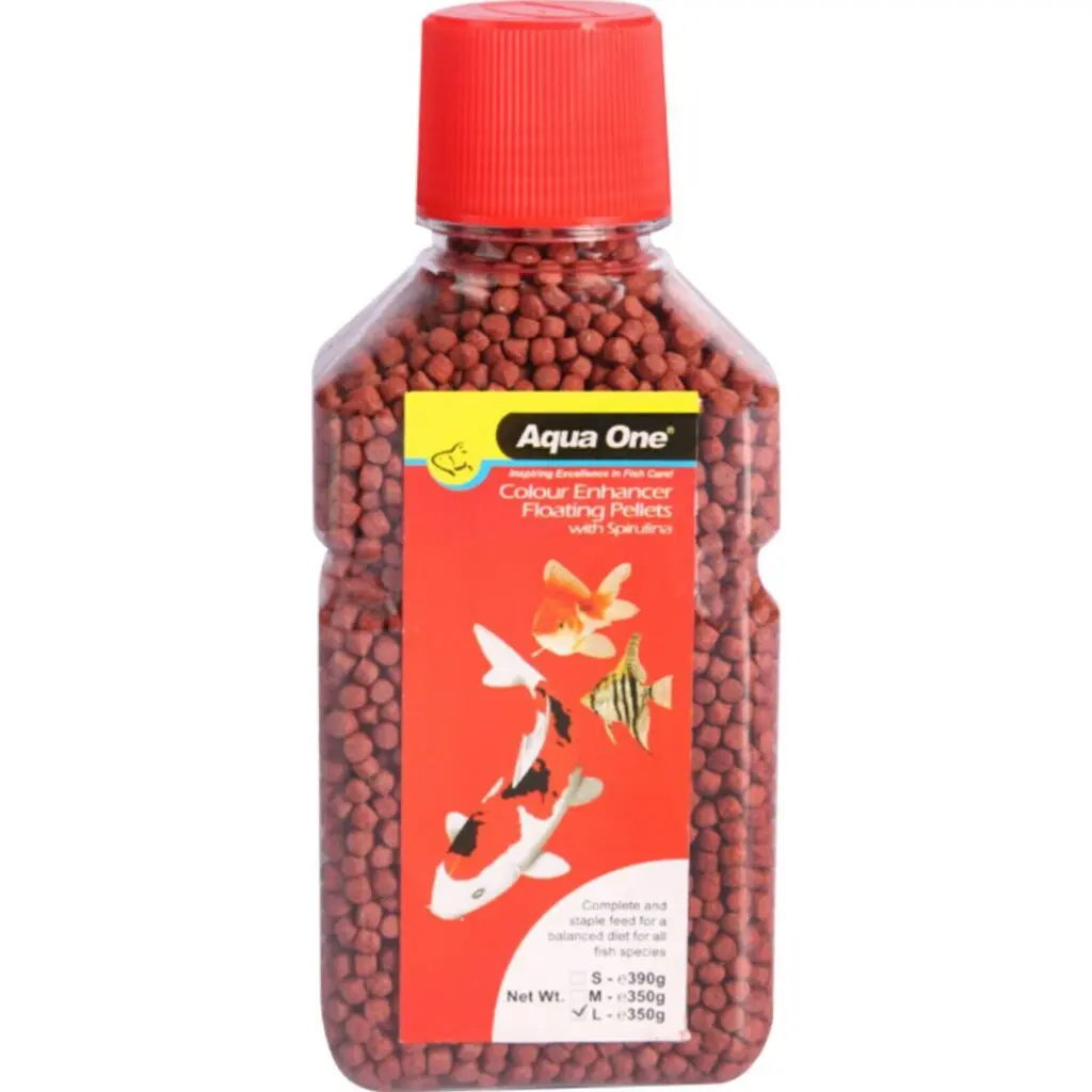 Fish food on a bottle