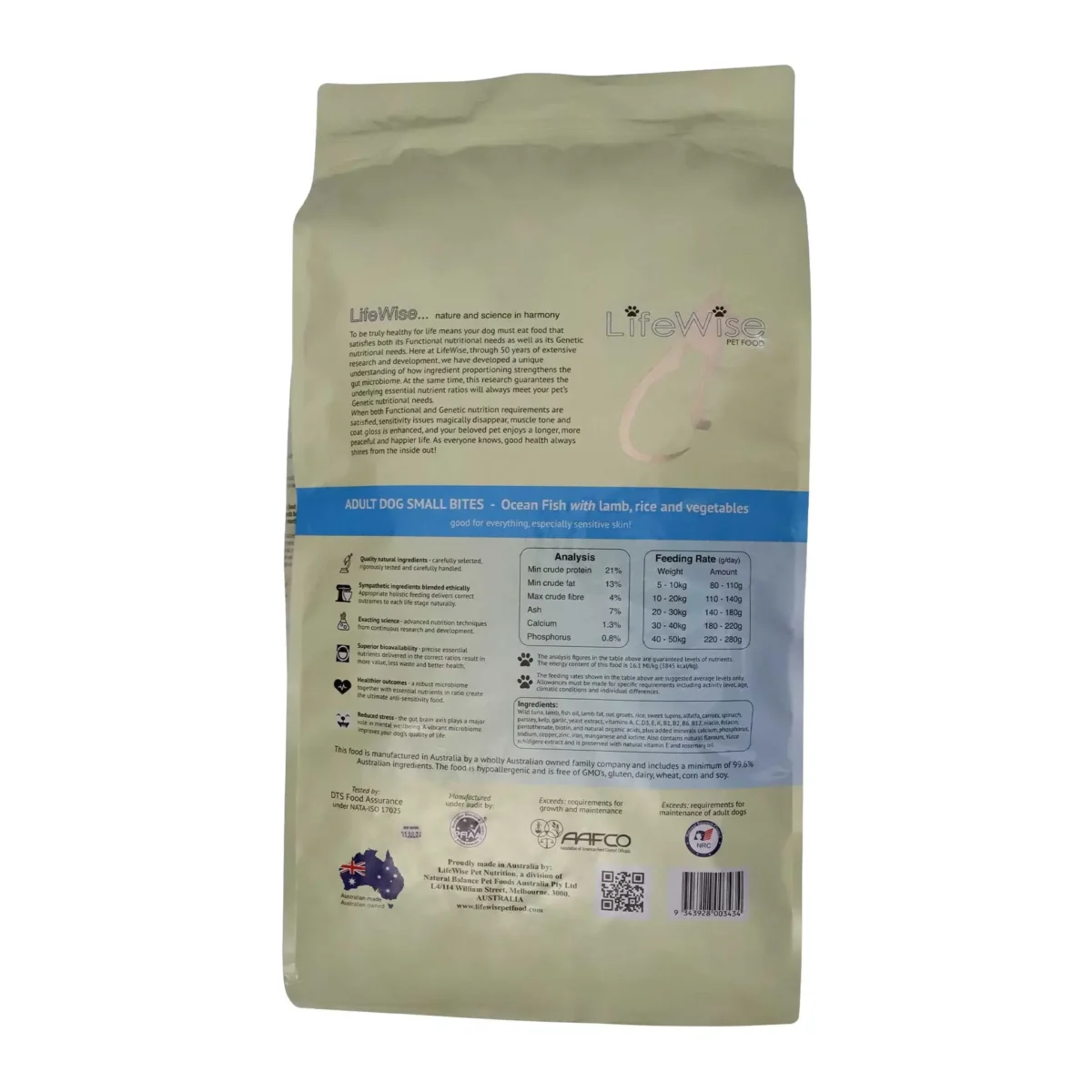 LifeWise Ocean Fish Rice & Vegetables Dry Dog Food Small Bites 2.5kg - Image 2