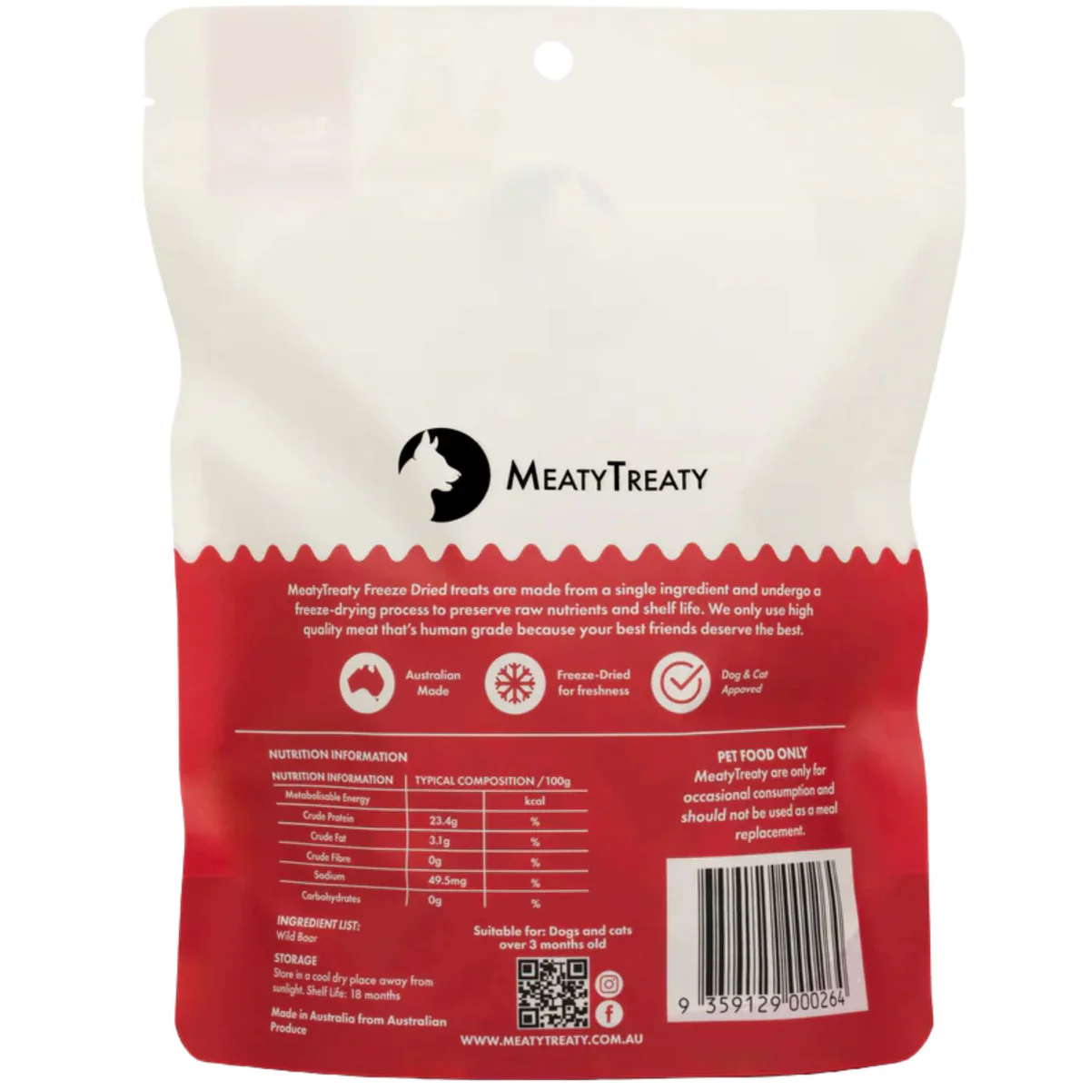 Meaty Treaty Freeze Dried Wild Boar 70g - Image 2