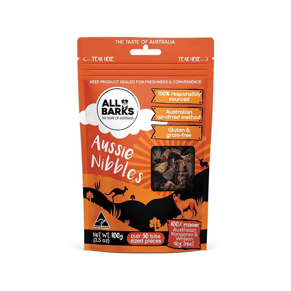 All Barks Aussie Nibbles Kangaroo and Vension 100g (Approx. 80 Nibbles)