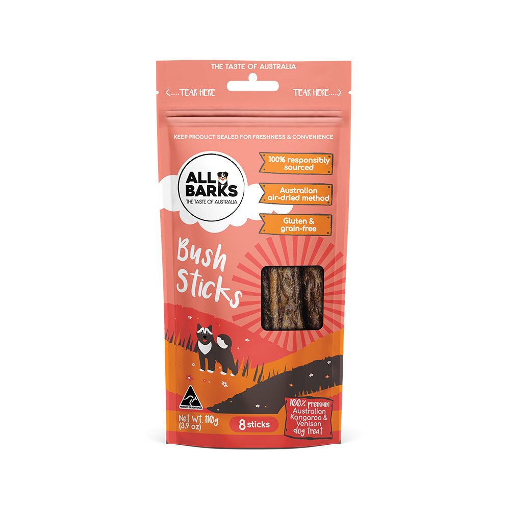 All Barks Bush Sticks Kangaroo and Venison 110g (Approx. 8 Sticks)