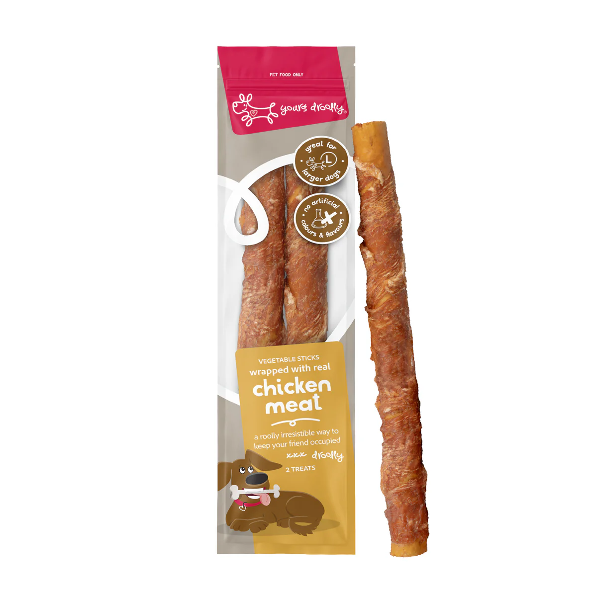 Yours Droolly Chicken Wrap Sticks Lg 2pk