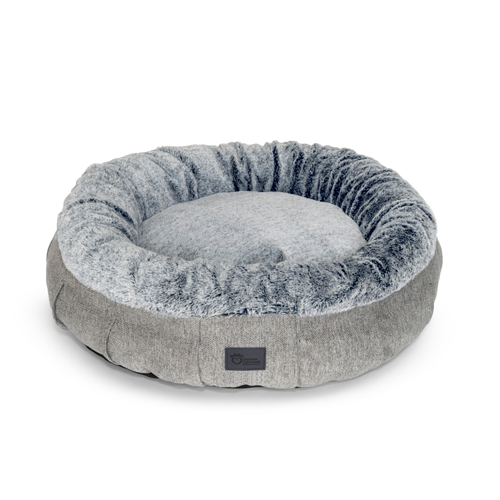 Harley Dog Bed Harlow Grey and Artic Faux Fur