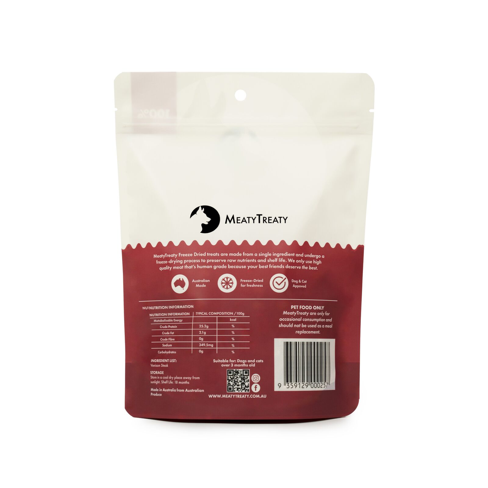 MeatyTreaty Freeze Dried Venison 70g - Image 2