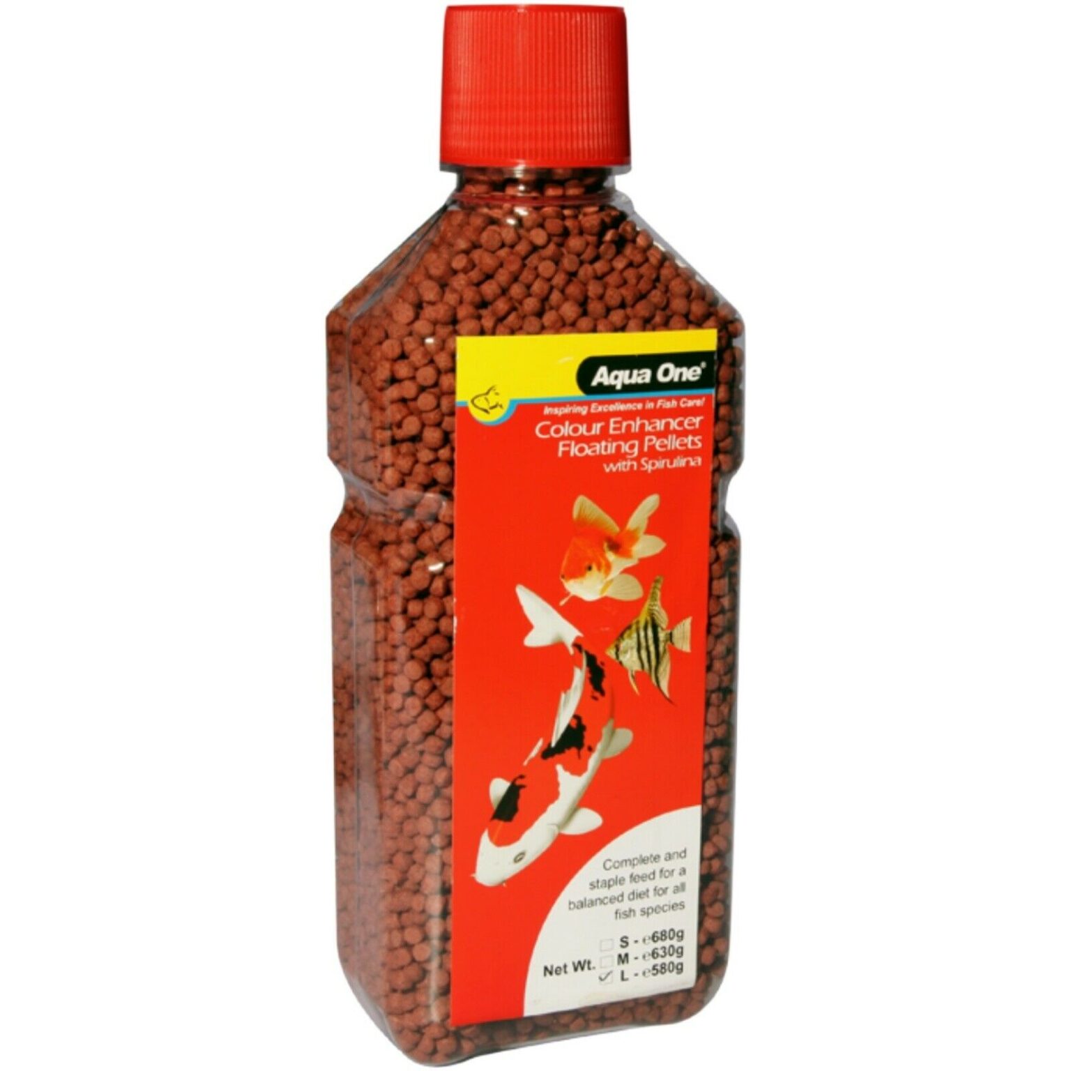 Aqua One Fish Colour Enhancer Pellet Food 3mm 580g Bottle